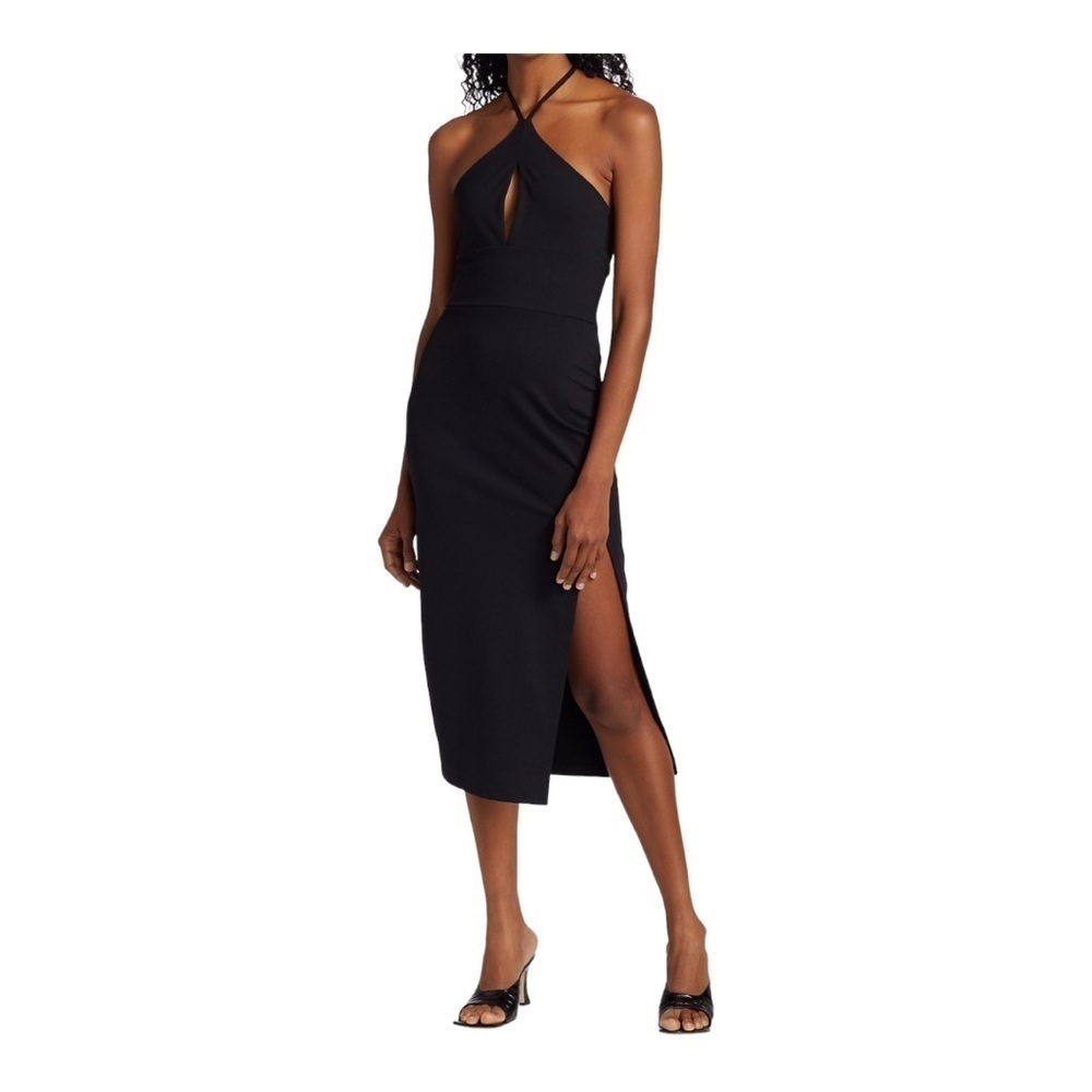 SUSANA monaco Halter Midi Dress in black